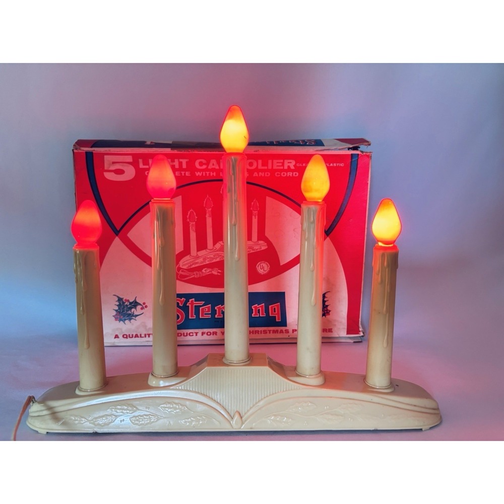 Vintage Sterling 5 Light Candolier Christmas‎ Window Candelabra in Box - Works!